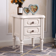 现代实木床头柜美式胡桃白色，高款收纳柜子，客厅主卧床边小柜免安装