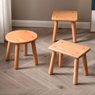 实木小凳子板凳家用矮凳创意木，脚凳木头小木凳，儿童圆小木方凳子