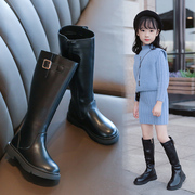 女童鞋真皮长靴子，2023年秋冬款儿童，高筒靴马丁靴加绒过膝棉靴