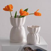 蜀门北欧白色创意陶瓷装饰干花，仿真花花瓶家居摆件客厅插花花器