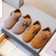 韩版童鞋2023年女童秋冬季森系加绒皮鞋儿童磨砂皮单鞋豆豆鞋