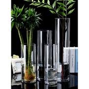 竹子种植盆特大号花瓶，玻璃透明高50厘米60插花富贵竹百合圆柱直筒