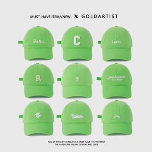 GOLDARTIST荧光绿色帽子鸭舌帽男2023字母夏季棒球帽女显脸小