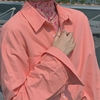 POLO领外套潮ins长袖上衣女学生韩版宽松秋季女装纯色衬衫女