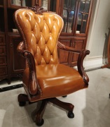 欧式书椅法式书椅美式书椅旋转书椅全实木真皮书椅桃花芯木老板椅