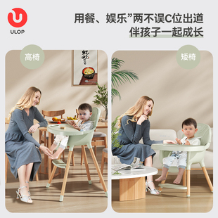 婴儿餐椅简约实木，宝宝吃饭餐桌椅家用榉木质，儿童高脚椅