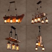 复古吊灯怀旧美式乡村餐厅酒吧漫咖啡loft创意个性船木工业风灯具