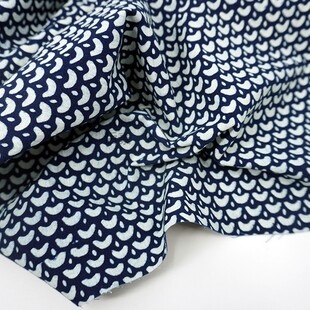 传统蓝印花布 蓝染靛蓝手工植物染色棉麻布 DIY设计师服装配饰面