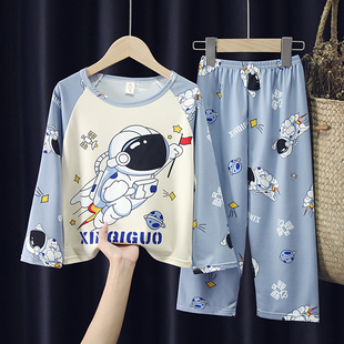 春秋季儿童睡衣长袖套装可爱卡通中大童男孩，女童宝宝家居服太空人