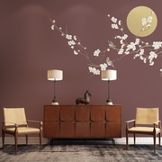 现代新中式梅花花鸟素雅墙纸电视沙发背景墙客厅壁纸卧室墙布壁画