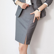 职业套装女套裙，工作服职业气质女装，高端灰色2023开叉半身裙