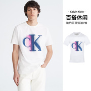 Calvin Klein/凯文克莱CK短袖男装纯棉休闲简约印花LOGO圆领T恤男