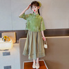 女童夏季中国风汉服套裙，2024儿童洋气，唐装连衣裙夏装裙子套装