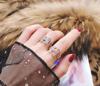 日韩个性时尚微镶钻字母，h戒指女百搭潮流，夸张开口食指指环手饰品