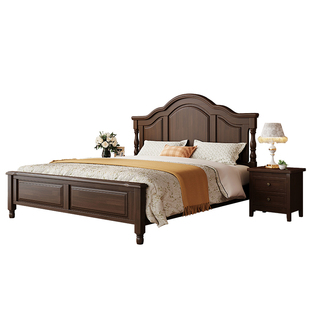美式乡村床纯古复实木床1.8u人双米床主卧1.5m现代简约2米x2米大
