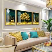晶瓷画欧式现代客厅装饰画沙发背景，墙壁k画金属冰晶玻璃画三联挂
