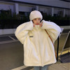 白色羊羔毛绒外套，女2024年棉衣冬季加厚保暖oversize棉服袄潮