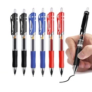 按动中性笔0.5mm黑色笔芯签字笔红按压水笔红蓝K35学生考试碳素笔