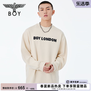 boylondon春夏24情侣款上衣字母，印花宽松米，白色长袖t恤n00008