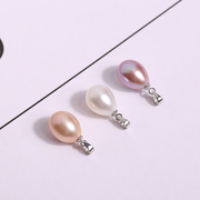 天然淡水珍珠吊坠水滴形925纯银项链，锁骨链日韩版时尚单颗米形珠