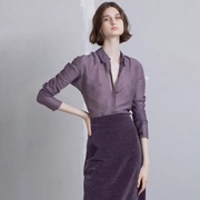 熏衣紫·西班牙仙牌清新浪漫紫色，薄款连肩袖棉衬衫长袖