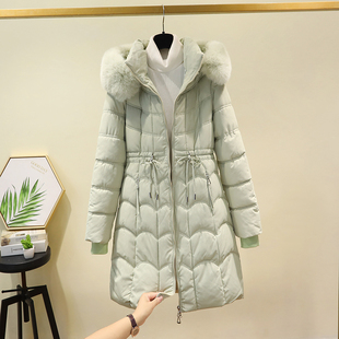 大毛领羽绒棉服女冬装，2023小个子棉袄外套中长款显瘦加厚棉衣