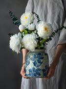 景德镇手绘花瓶陶瓷，复古青花喜陶罐中式插花客厅，家居装饰摆件简约