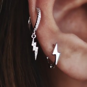 闪电耳骨环925银耳扣欧美朋克，风韩版个性中性，潮人耳环女耳环银饰