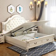 美式床实木双人床高箱储物床1.8米轻奢现代简约床欧式公主床主卧