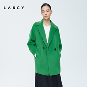 lancy朗姿羊毛大衣女2022冬季女士宽松显瘦双排扣双面呢外套