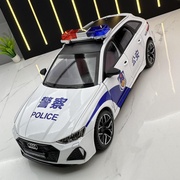 威丽合金车模1  24奧迪RS6警车带声光回力玩具汽车模型摆件藏