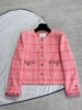 天花版~24C条纹橘粉色短外套 ~~纯手工缝制 真丝内衬 订制面料