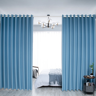 窗帘免打孔安装卧室遮光隔断帘飘窗遮挡帘，客厅遮阳带伸缩杆一整套