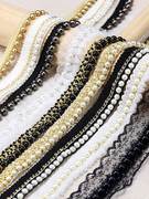 手工diy白色钉珠蕾丝，花边辅料珍珠领子布料，服装饰品衣服裙边装饰