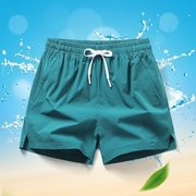 跑量速干沙滩裤男健身运动三分短裤海边温泉游泳裤休闲裤