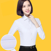 女士长袖衬衫纯白色方领职业，工装修身工装，衬衣正装工作服大码寸衫