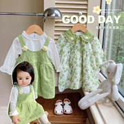 陈大猪l妈女宝宝套装秋装，婴儿裙子两件套儿童衬衫吊带裙洋气套装
