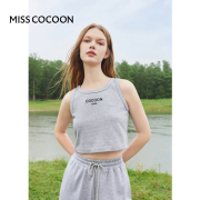 misscocoon短款灰色印花logo背心2024春装女装吊带