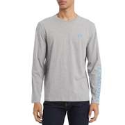 Calvin Klein/凯文克莱男士纯色休闲袖边印花字母圆领长袖T恤