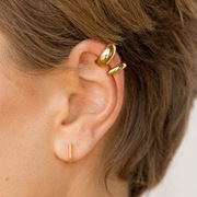 2024流行耳环女气质，百搭圆圈耳夹复古简约时尚，c型不锈钢耳圈
