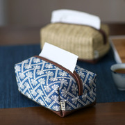 布奏手工刺绣车载纸巾盒，客厅家用抽纸盒，布艺日式纸巾袋餐巾纸盒
