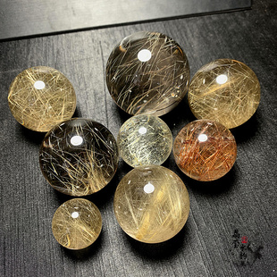 多款发晶球摆件纯天然水晶球原石，打磨金发晶(金发晶)铜发晶黑发晶红发晶