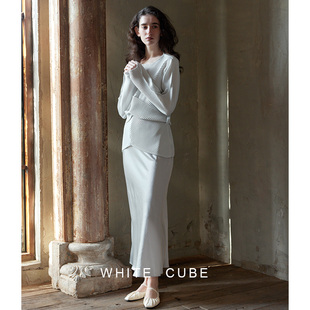 whitecube2024春日衬衫三宅，风褶皱圆领收腰衬衣，垂坠法式上衣女装