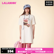 lalabobo24夏季圆领套头，蛋糕图案长款t恤连衣裙cbdb-wlzy11