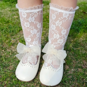 婴儿长筒袜夏季薄款宝宝蕾丝花边袜子女宝夏款洋气网眼中筒公主袜