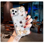 iphone1415手机壳创意香水瓶苹果1312pro水钻花朵透明软套适用