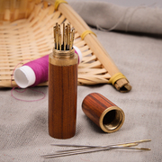 网红檀木圆筒加金尾针缝衣针家用手缝针手工绣花缝被子钢针衣