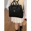 韩国时尚黑色双肩包包，女2024潮大容量通勤包学生(包学生)上课旅行背包