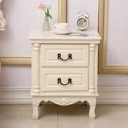 欧式床头柜卧室简约现代多功能白色，描金实木雕花法式浪漫储物柜子