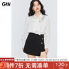 gw大码法式设计感白色长袖，雪纺衬衫2024秋季微胖mm高级上衣女